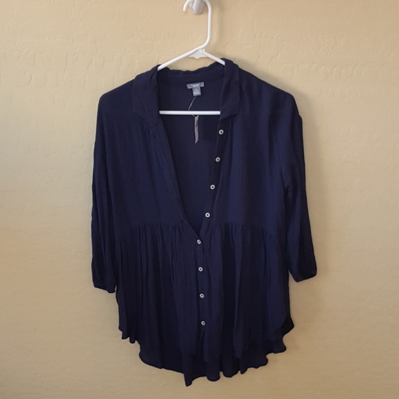 AERIE Navy Blue Blouse - Picture 2 of 8